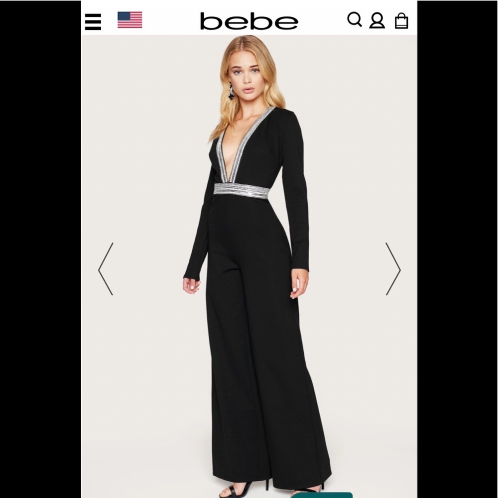 NWT BEBE jumpsuit with jeweled design